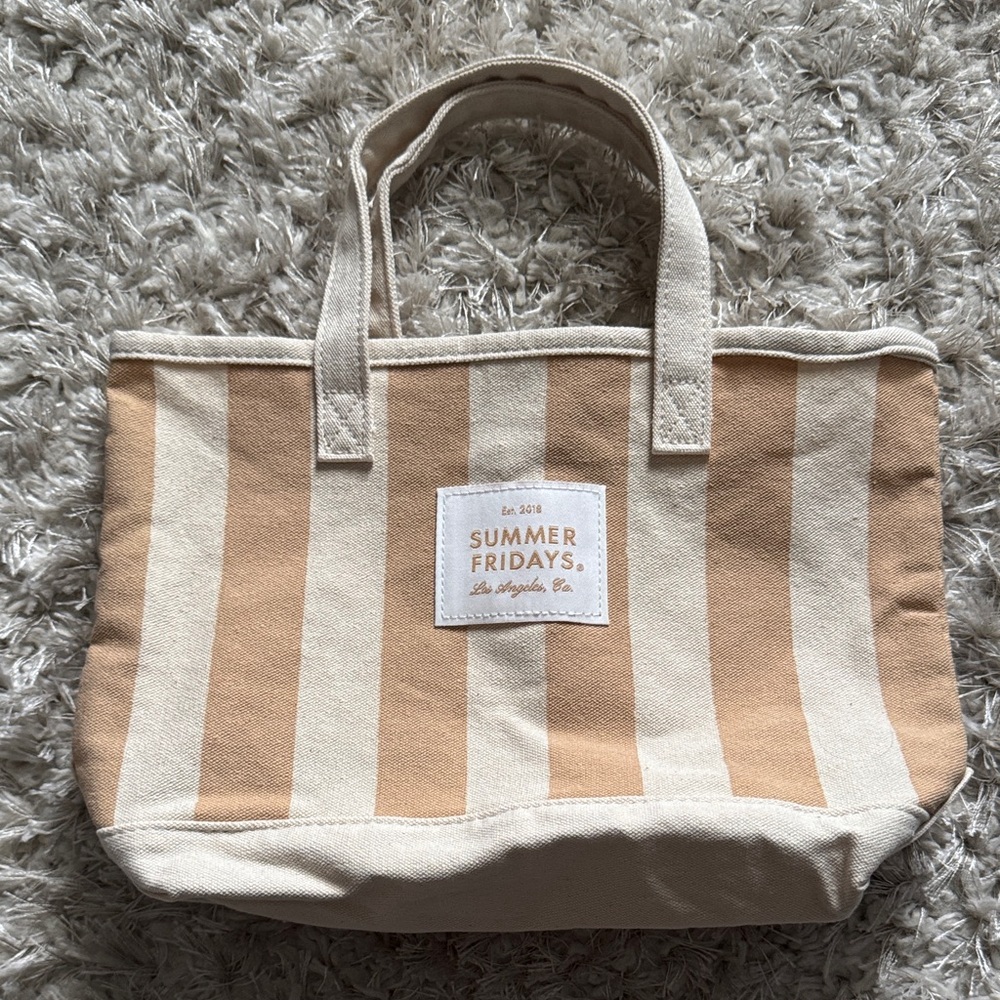 Summer Fridays Beige and Cream Tote Bag